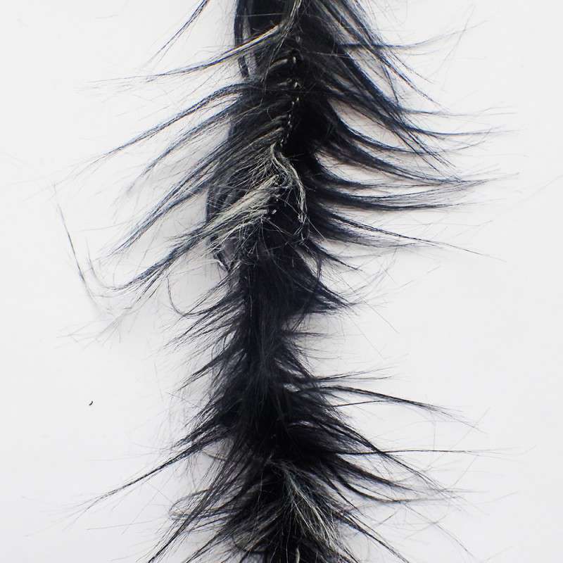 Long Chenille 2-6 cm / 1 m, Black - Grizzled