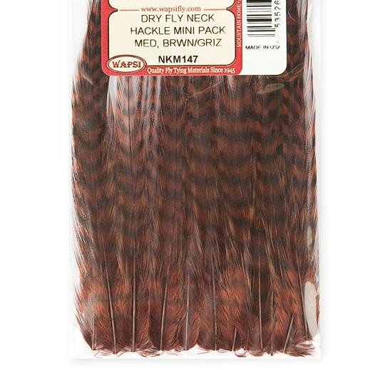 Neck Hackle Medium -Brown Grizzly
