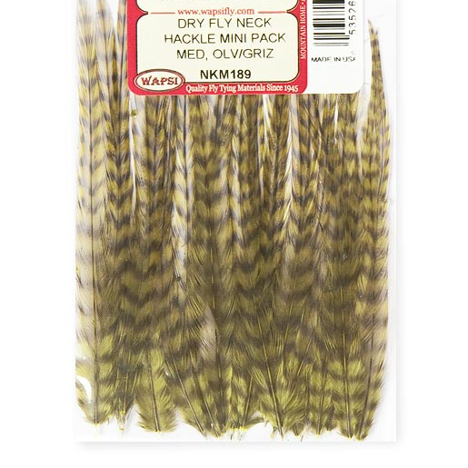 Neck Hackle Medium-Olive Grizzly