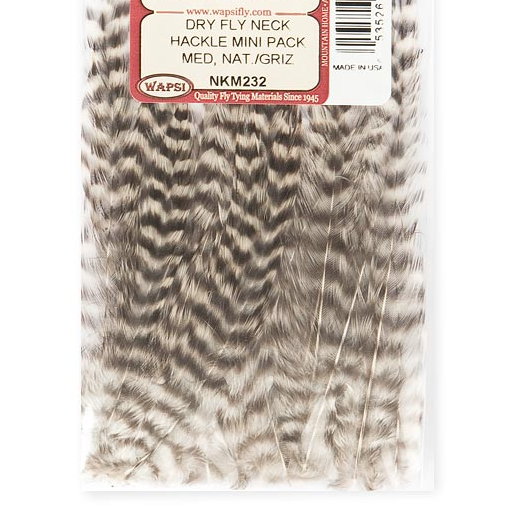 Neck Hackle Small -Natural Grizzly